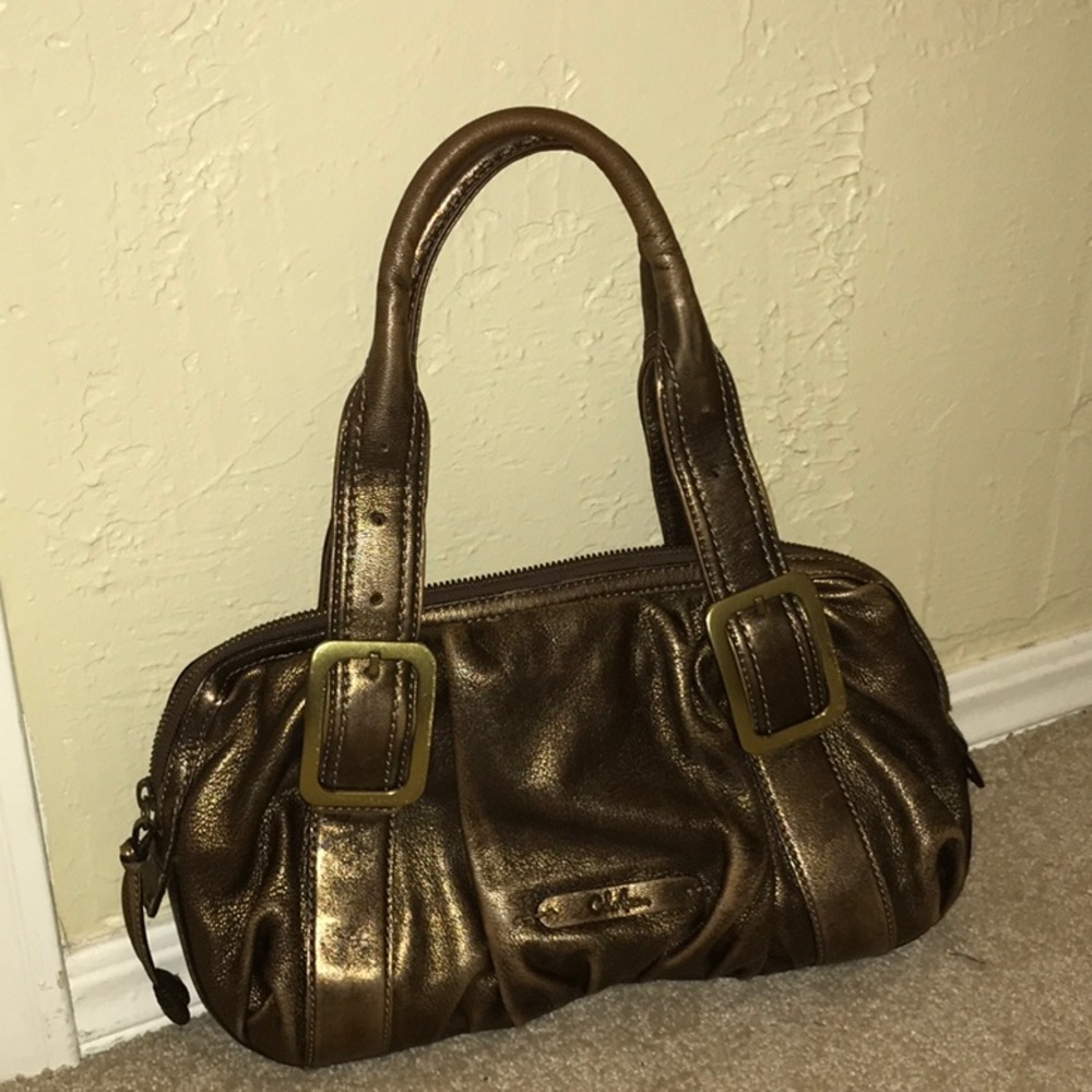 Cole Han bronze leather satchel